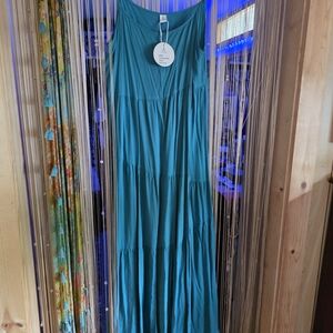 Teal Sleeveless Maxi Sun Dress